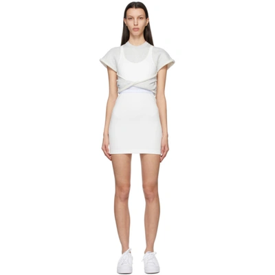 Alexander Wang T Alexanderwang.t Hybrid Tank Sweatshirt Dress With Twist In Grey/nature