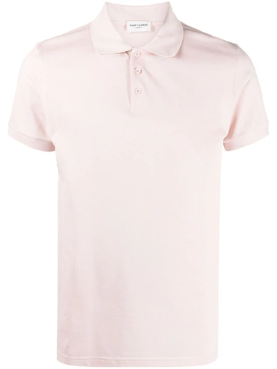 Saint Laurent Men's Ysl Basic Pique Polo Shirt In Pink