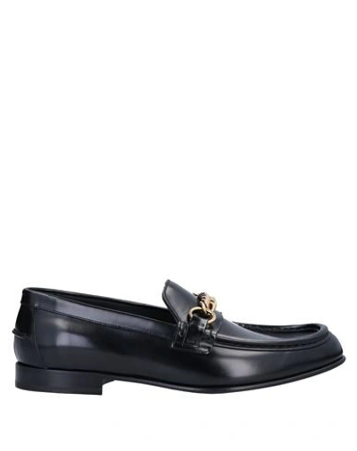 Burberry Solway Chain Link Strap Leather Loafers In Black