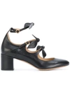 Chloé Mike Bow-embellished Leather Mary Jane Pumps In Black