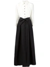 Carolina Herrera Icon Two-tone Taffeta Trench Gown In Black Ivory