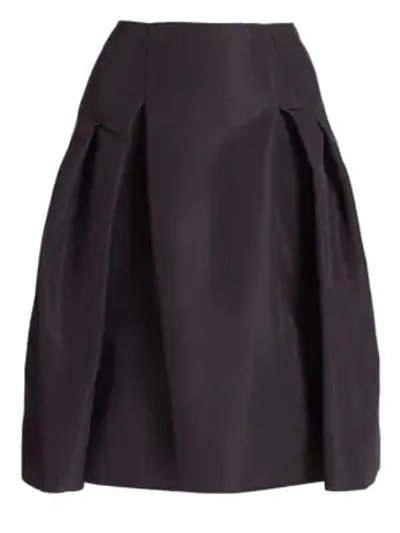 Carolina Herrera Women's Icon Collection Silk Faille Pleated Skirt In Black