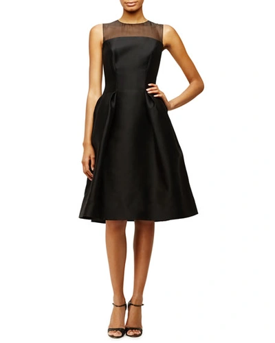 Carolina Herrera Sleeveless Sheer-yoke Cocktail Dress, Black