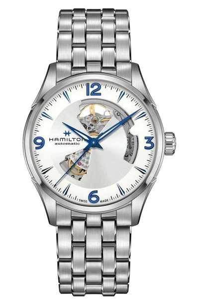 Hamilton Men's Swiss Automatic Jazzmaster Open Heart Stainless Steel Bracelet Watch 42mm In Silver