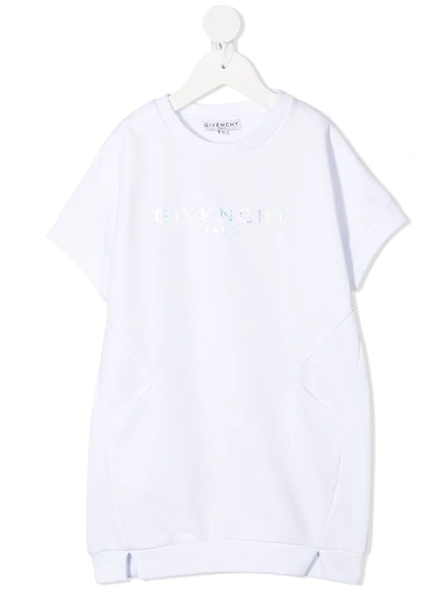 Givenchy Kids' Logo-print Short-sleeved Dress In White
