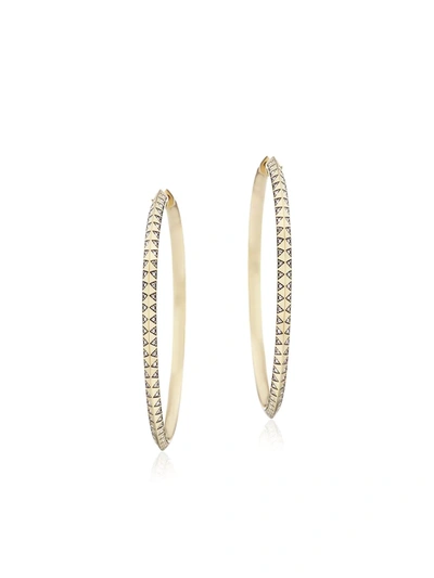 Harwell Godfrey 18k Yellow Gold Skinny Talisman Diamond Hoop Earrings