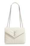 Saint Laurent Small Loulou Matelassé Leather Shoulder Bag In White