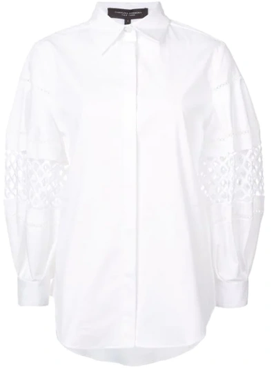 Carolina Herrera Crochet-inset Balloon-sleeve Blouse, White