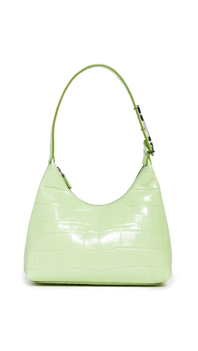 Staud Scotty Croc Embossed Leather Top Handle Bag In Agave Faux Croc