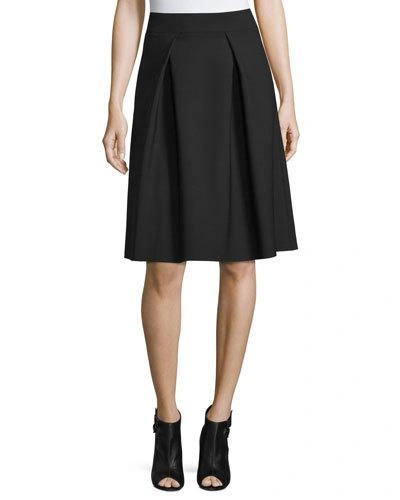 Carolina Herrera Double-faced Box-pleated Party Skirt In Black