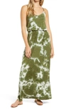 Women's All In Favor Knit Maxi Dress In Olive Tie Dye