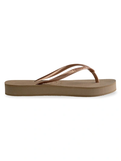 Havaianas Slim Flatform Flip Flops In Rose Gold