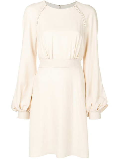 Chloé Waist-tie Blouson-sleeve Cady Dress In Cream | ModeSens