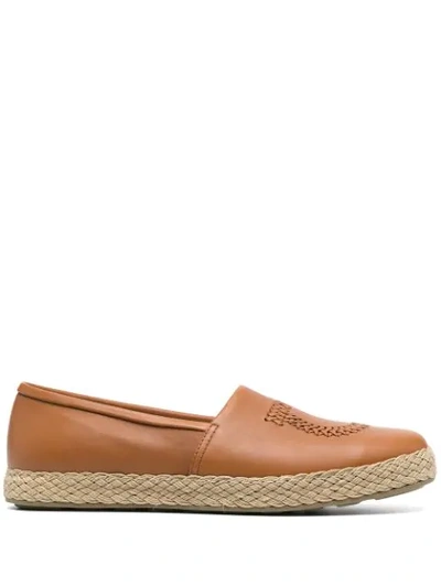 Ferragamo Gancini Woven Espadrilles In Brown