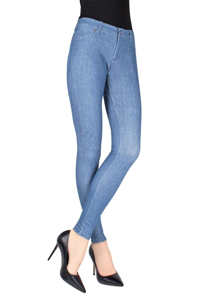 Memoi Women's Zipper Leggings In Light Wash