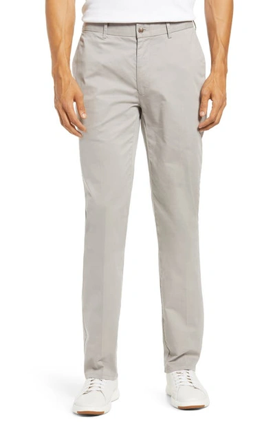 Peter Millar Crown Soft Flat Front Stretch Cotton & Silk Dress Pants In Gale Grey