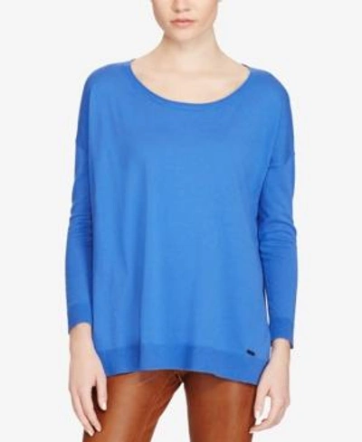 Polo Ralph Lauren Side-slit Crew Neck Sweater In French Blue