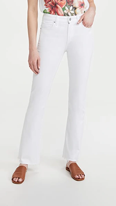 Paige Laurel Canyon High Waist Raw Hem Flare Leg Jeans In Crisp White