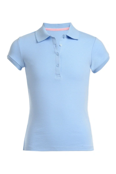 Nautica Kids' Little Girls School Uniform Picot-trim Polo In Light Blue