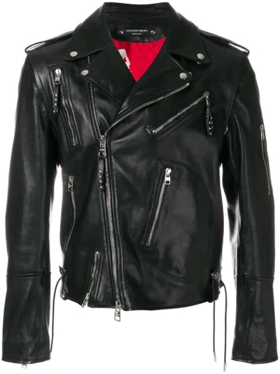 Alexander Mcqueen Slim-fit Leather Biker Jacket In Black