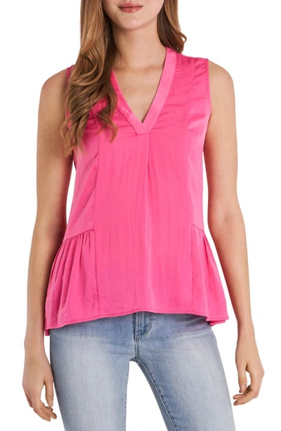 Vince Camuto Sleeveless Rumple Ruffle Blouse In Flamingopink