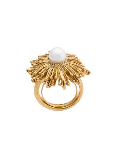 Oscar De La Renta Sun Star Gold-plated Faux Pearl Ring