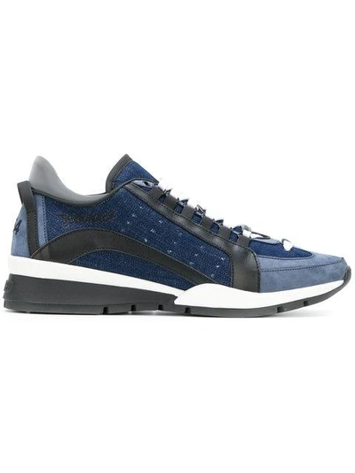 Dsquared2 551 Sneakers In Denim And Leather In Blue-black