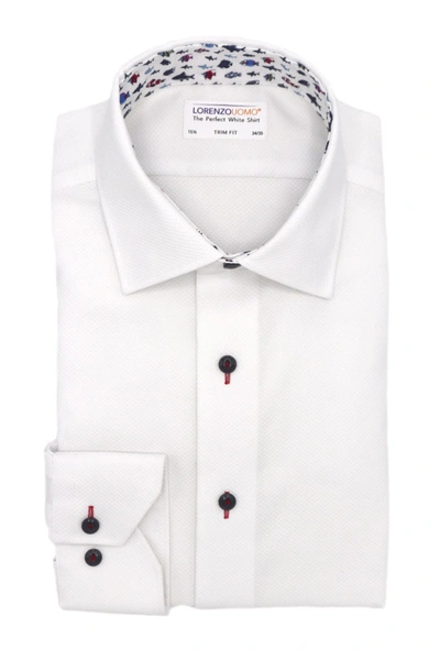 Lorenzo Uomo Lorenxo Uomo Trim Fit Diamond Textured Dress Shirt In White