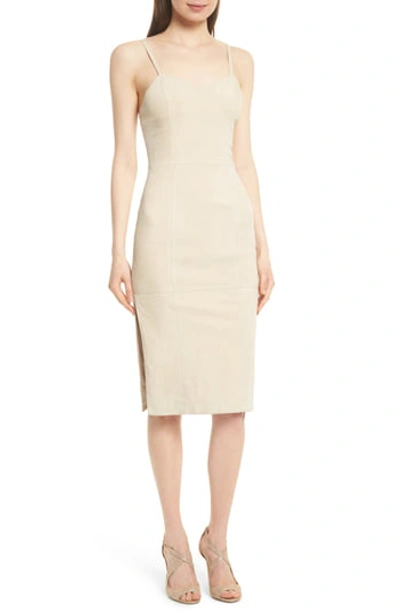 Alice And Olivia Rochelle Suede Fitted Midi Dress, Champagne