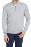 Peter Millar Crown Quarter Zip Pullover Sweater In British Grey