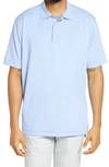 Peter Millar Jubilee Stripe Short Sleeve Stretch Jersey Polo In Blue Sea / White