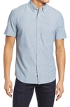 Faherty Playa Regular Fit Button Down Stretch Short Sleeve Shirt In Blue