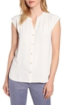 Anne Klein Button Front Sleeveless Blouse In Anne White