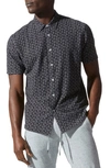 Good Man Brand Flex Pro Slim Fit Print Short Sleeve Button-up Shirt In Black Seagrass Floral