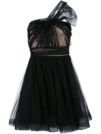 Red Valentino Soft Point Tulle Mini Dress In Black