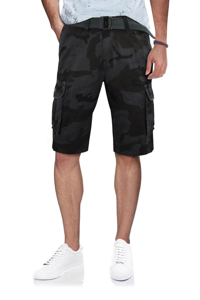 X-ray Men's Belted Twill Tape Cargo Shorts In Charcoal Camo