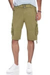 X-ray Belted Twill Piping Camo Shorts In New Khaki