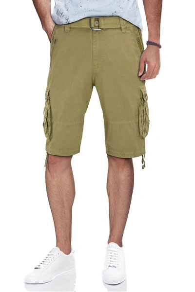 X-ray Belted Twill Piping Camo Shorts In New Khaki