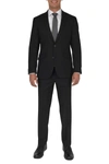Kenneth Cole Reaction Black Solid Two Button Notch Lapel Techni-cole Slim Fit Suit In Black Solid Bt