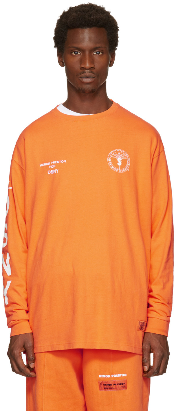 Heron Preston Orange Dsny Edition Long Sleeve 'uniform' Tshirt In 1901 Orange White ModeSens
