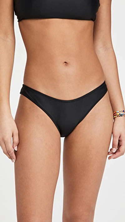 Madewell Second Wave Textured Curved Waist Bikini Bottoms In True Black