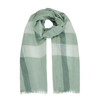 Burberry Sheer Mega Check Scarf In Blue