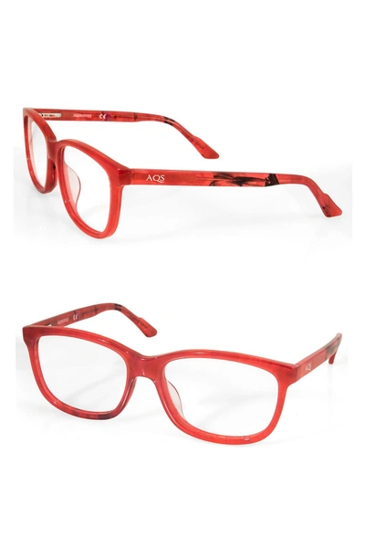 Aqs Collin 54mm Rectangle Optical Frames In Pale Red-black