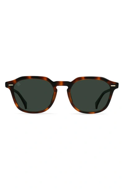 Raen Clyve 52mm Polarized Round Sunglasses In Kola Tort/green Pol