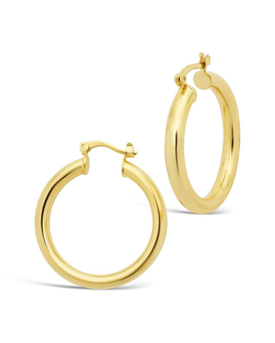 Sterling Forever 14k Plated Chunky Tube Hoops In Gold