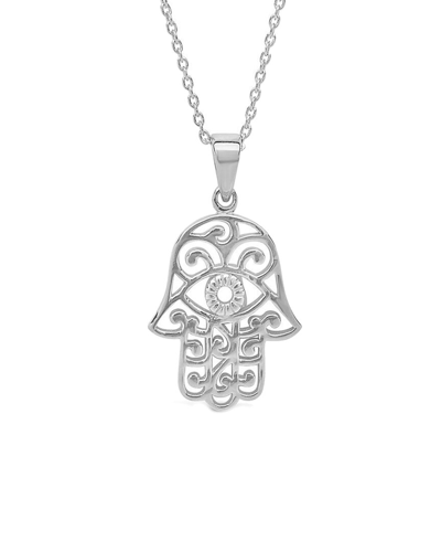 Sterling Forever Silver Hamsa Necklace In Silver