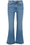 M.i.h. Jeans Lou Frayed Cropped High-rise Flared Jeans In Denim