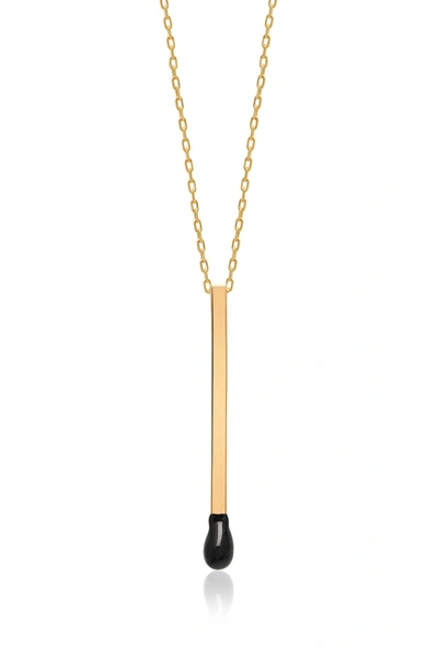 Gab+cos Designs Black Match Stick Necklace In Gold