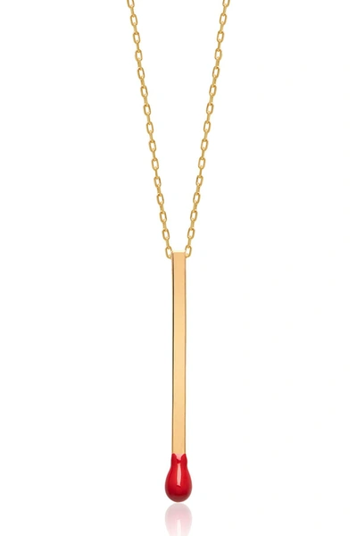 Gab+cos Designs Red Hot Yellow Gold Vermeil Matchstick Pendant Necklace