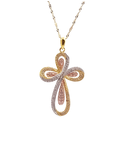 Savvy Cie 18k Tri-color Over Silver Cz Pendant In Multi